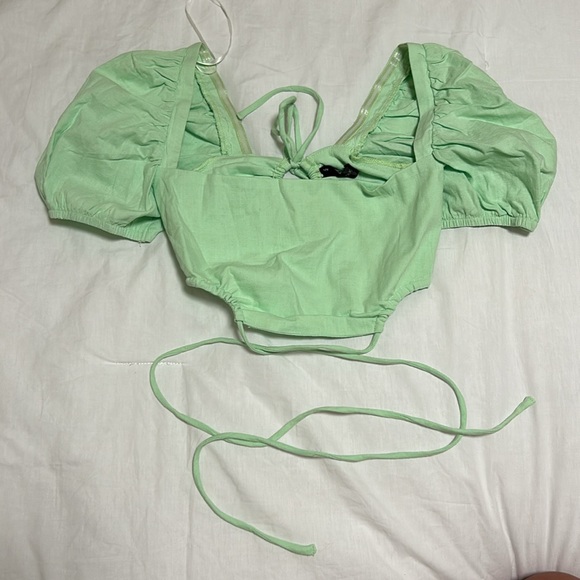 Mint green crop top white fox size M - Picture 1 of 3